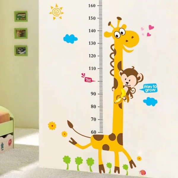 EB Adesivo De Parede Girafa/Macaco Com Medida De Altura Digital/Arte/Decoração DIY