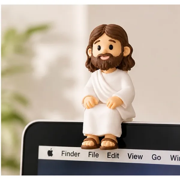Mini Jesus Sentado Impressão 3D Decorativo Para Monitor Mesa Prateleira Nicho Carro