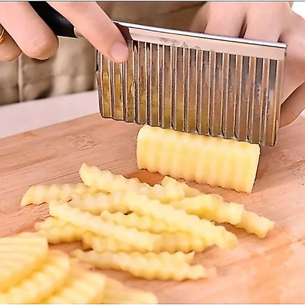 Cortador Ondulado de Batata Inox – Fatiador para Legumes, Frutas e Verduras