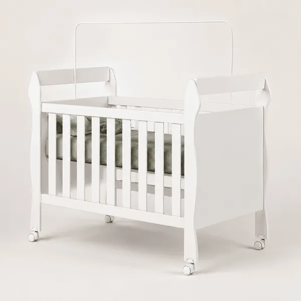 Berço Americano Soninho Vira Mini Cama Branco Rodízios Design Moderno Compacto Quartos Infantil Colchão Incluso - AV