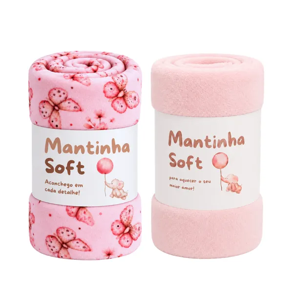 Kit 2 Mantas Bebê Cobertor Macia Quentinha Enxoval Maternidade Menor Preço