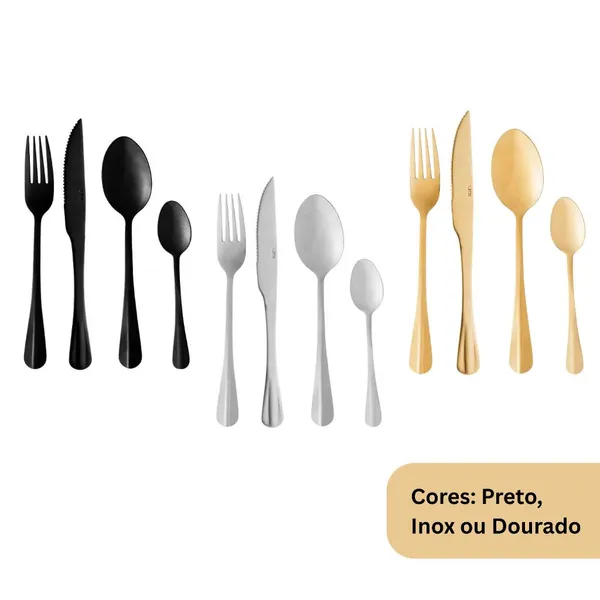 Jogo Talheres Faqueiro 24 / 54 Peças - em Aço Inox Positano Lyor