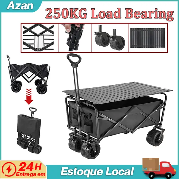 Carrinho UtilitáRio Para Uso Externo, Carrinho DobráVel Para Praia, Jardim, Camping, Compras, Baú De Armazenamento