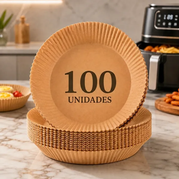 Kit 100 Forros de Papel Descartáveis Antiaderentes para Air Fryer