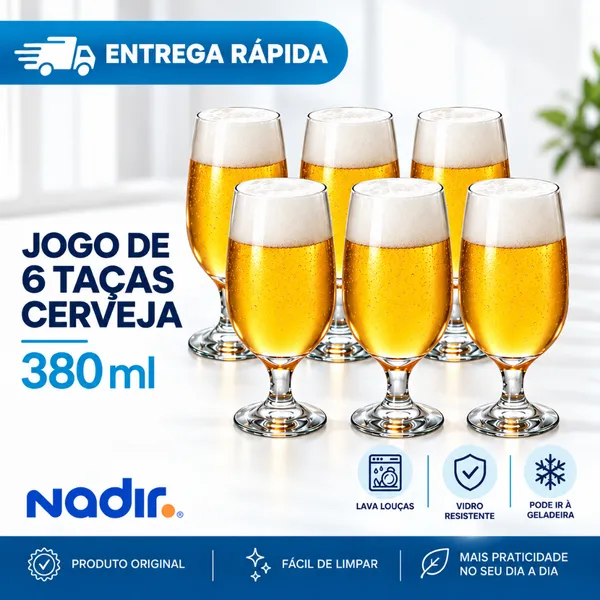 Jogo de Taças de Vidro Tulipa 380ml 6 Peças