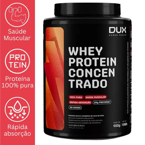 Whey Protein Concentrado 900g Pote - DUX Human Health
