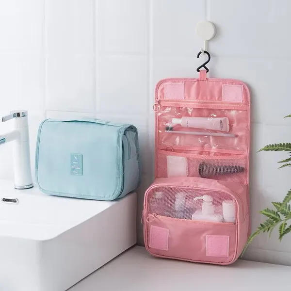 Necessaire Organizadora Bolsa De Viagem para Objetos de Higiene Pessoal com Divisória Cabide Gancho