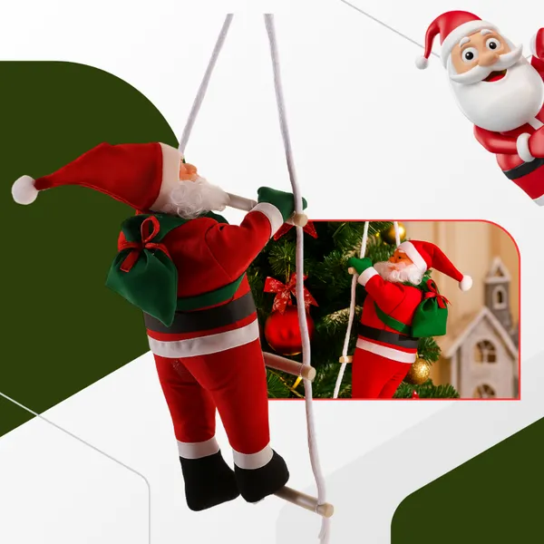 Papai Noel Decoração de natal Escalando Escada Enfeite Natalino Para Arvore de natal Casa 45 cm