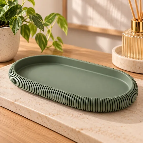 Bandeja Decorativa Moderna Oval Para Perfumes Cosméticos Velas e Lavabo