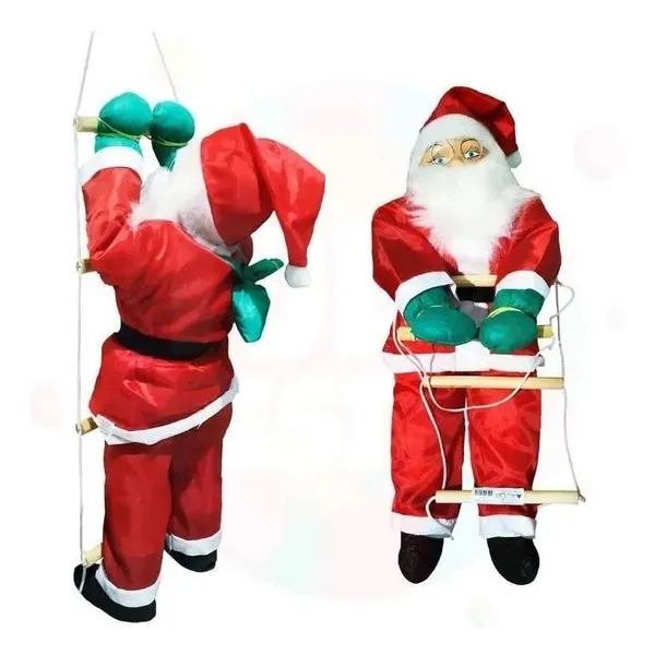 Papai Noel Natalino Escalando Enfeite Natal Subindo Escada 60cm Escalador Decoração de Natal Premium