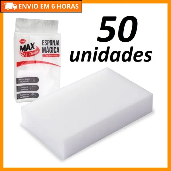 Kit 50 Esponjas Mágicas Tira-Manchas para Limpeza