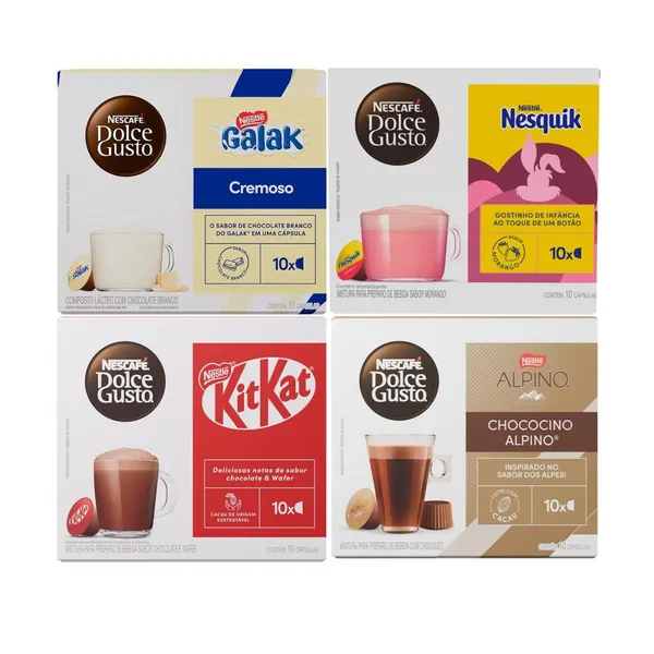 Kit Chocolates Dolce Gusto 40 Cápsulas - KitKat, Alpino, Galak E Nesquik