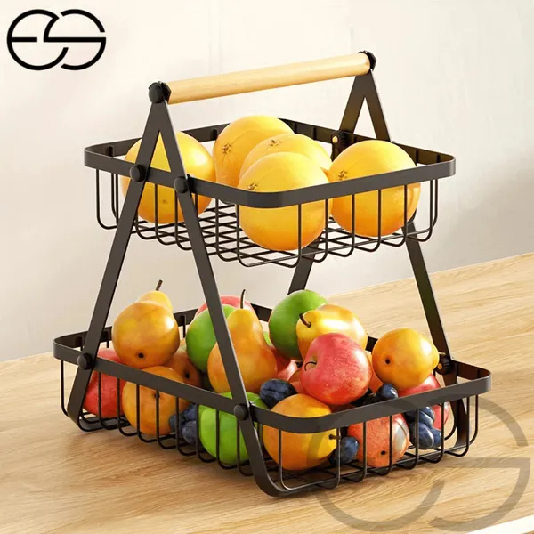 Fruteira de Mesa ou Cesto Multiuso Cesta de metal portátil Organizador para Casa Cozinha Escritório ES