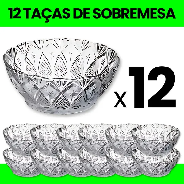 Jogo 12Taças de Vidro para Sobremesa 150ml - Primeira Linha