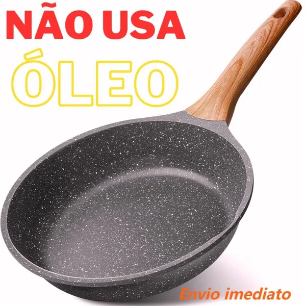 Frigideira antiaderente de alumínio de alta qualidade com revestimento cerâmico, com cabo de madeira, 24/26/28cm