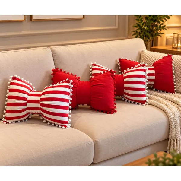 Kit Almofadas Natal Laço Retangular para Decoração de Natal