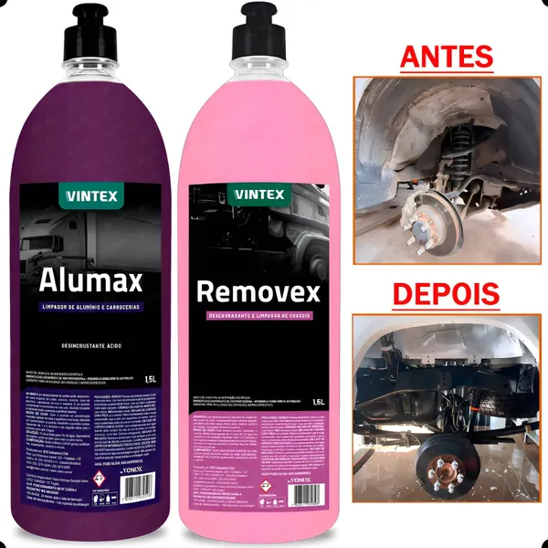 Kit Limpa Baú Alumínio Alumax + Removex Para Chassi Vintex
