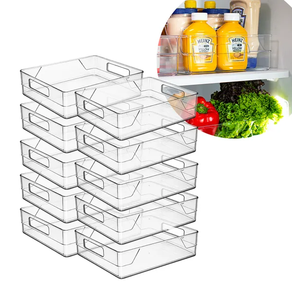 Kit de Organizadores Grandes Acrílico Multiuso Vários Tamanhos Geladeira Armário Cozinha Despensa Gavetas Casa