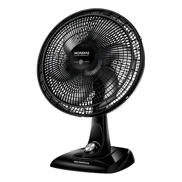 Ventilador de Mesa Preto com Inclinação Vertical Regulável