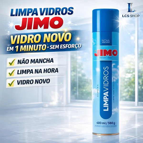 Limpa Vidros Jimo Spray Aerossol 400ml para Espelhos, Box, Banheiro e Acrílico