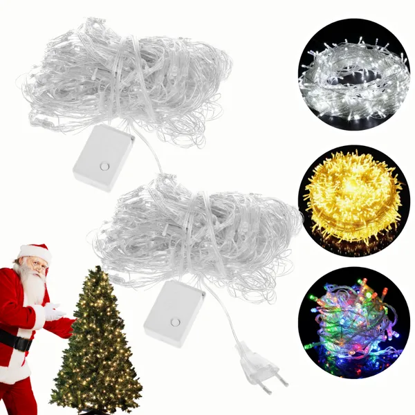 Pisca Pisca 10m 8 funções Led para Decoração de Natal - 100 Leds Coloridos/Brancos