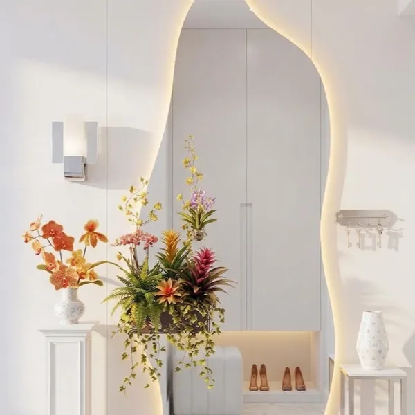 Espelho Orgânico 120X50 Lapidado Moderno Grande Forms C/ LED QUENTE OU LED TOUCH (FORM) Decoração