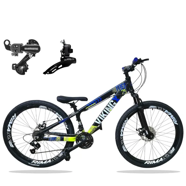 Bike VikingX Tuff 25 Aro 26 com Câmbios Shimano, Freios a Disco e 21 Velocidades