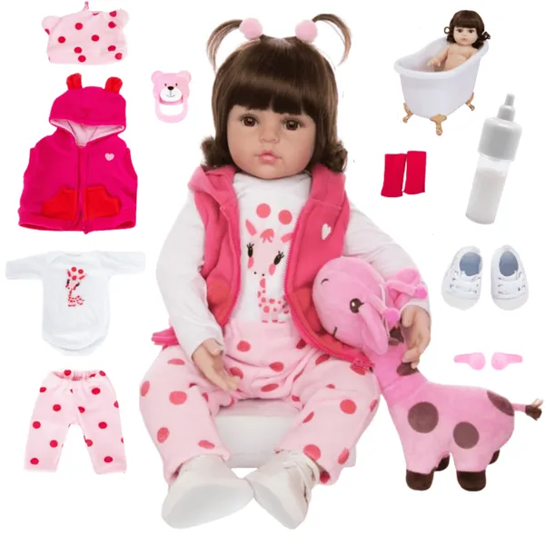 Boneca  Bebê Reborn Girafinha em Silicone