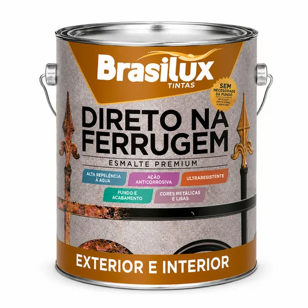 Esmalte Direto na Ferrugem 3,6L Brasilux – Alta Proteção | Máxima Aderência | Várias Cores