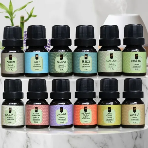 Kit 12 Essências Aromáticas 10ml Para Difusor Umidificador Aromatizador Aromaterapia – Nattuaromas