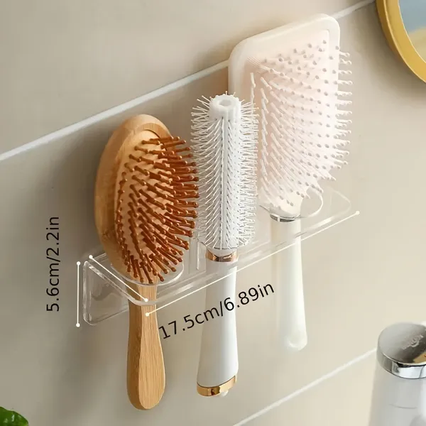 Suporte Escova de Cabelo ​Acrílico Cristal – Utilitário para Quarto, Organiza Escovas e Pentes na Guarda Roupa!