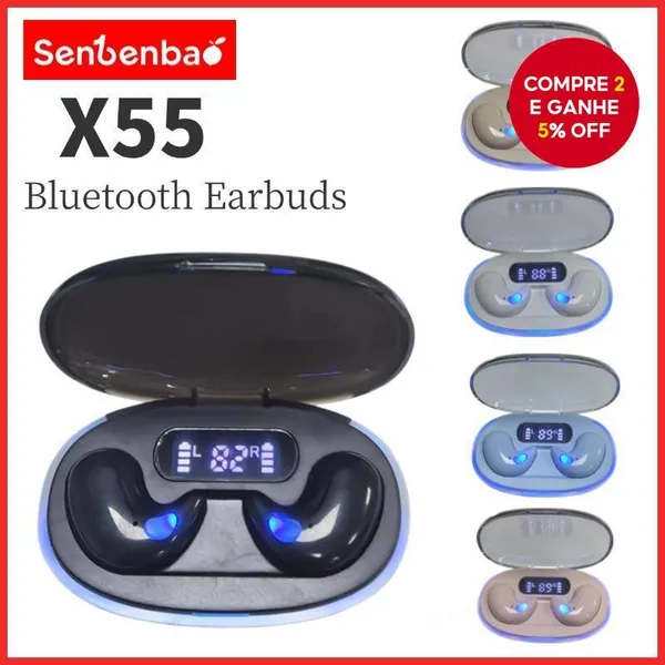 Senbenbao X55 Fones de Ouvido TWS Sem Fio Bluetooth