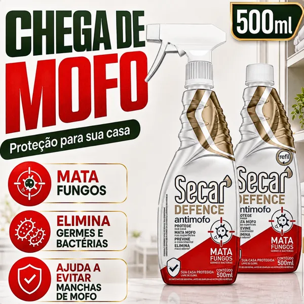 Spray Anti Mofo Defense Produto Tira Limpa Remove Mofo De Parede Banheiro Box Guarda Roupa Tecido Estofado Teto Azulejo