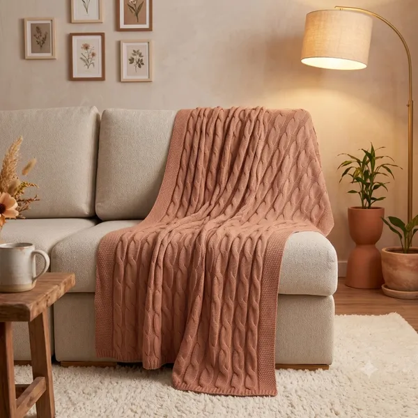 Peseira Manta Tricô Decorativa Xale Trança Sofá Cama Casal Decoração 180x60cm