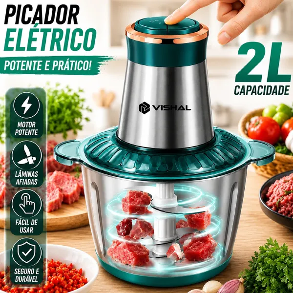 Triturador de Alimentos Elétrico Multiprocessador Bivolt Inox
