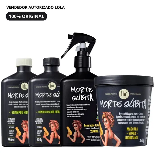 Kit 4 Unidades Morte Súbita Lola – Shampoo, Condicionador, Máscara e Spray Reparação
