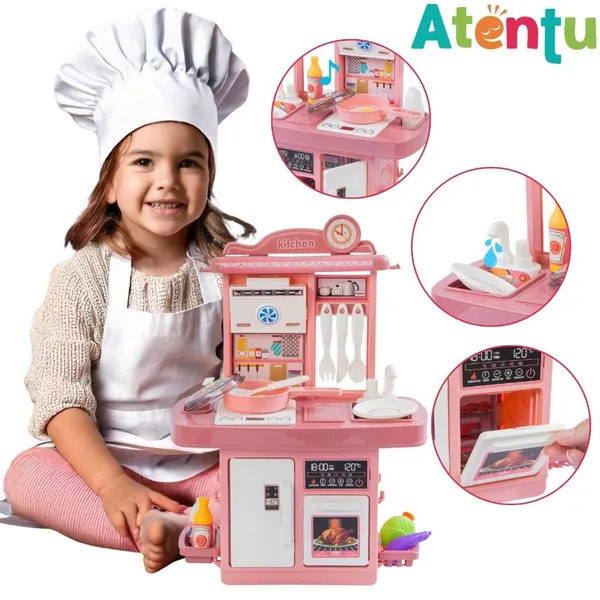 Kit Cozinha de Brinquedo Infantil Solta Água e Som com Forno, Pia, Geladeira e Panela
