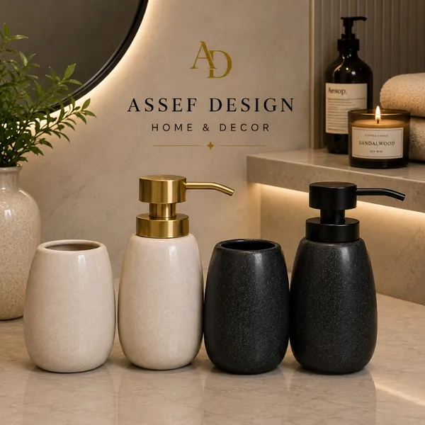 Kit Luxo Banheiro: Porta sabonete, dispenser e porta escova! 🖤🤍