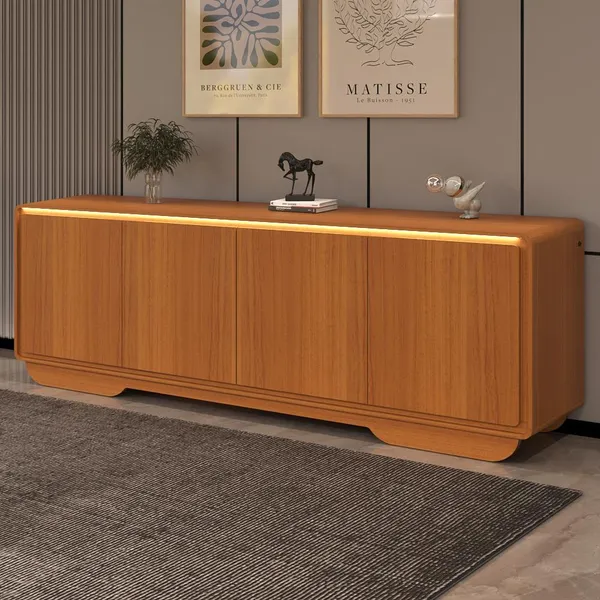 Aparador Buffet 4 Portas Com Led Arcus 218 Cm  Orgânico