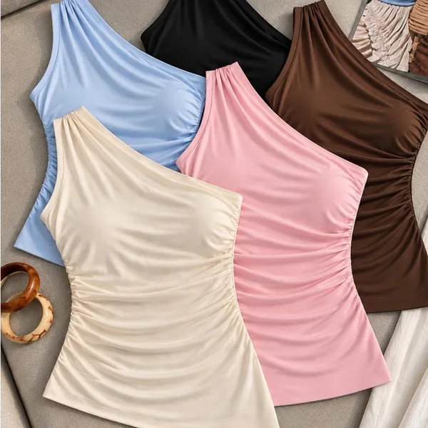 Kit 2 Blusa Feminina Elegante Franzida Mula Manca Assimétrica Casual Promoção envio em 24 horas