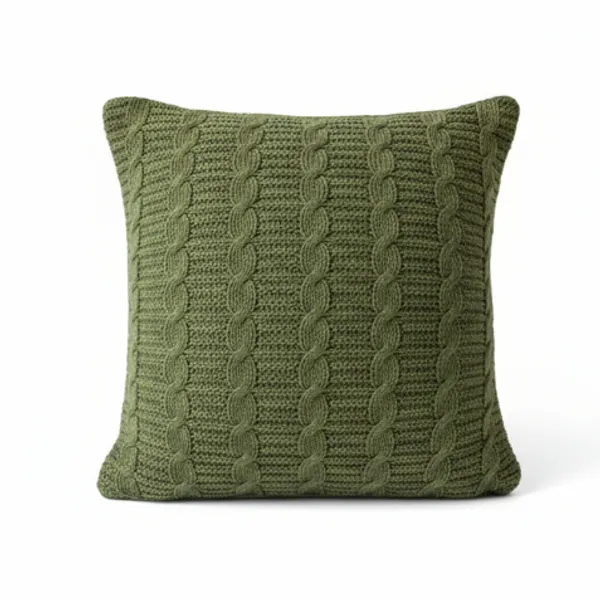 Capa Almofada Tricô Trança 45x45 Luxo Decorativa Macia Sofá Cama Premium Conforto Sala Moderna FI
