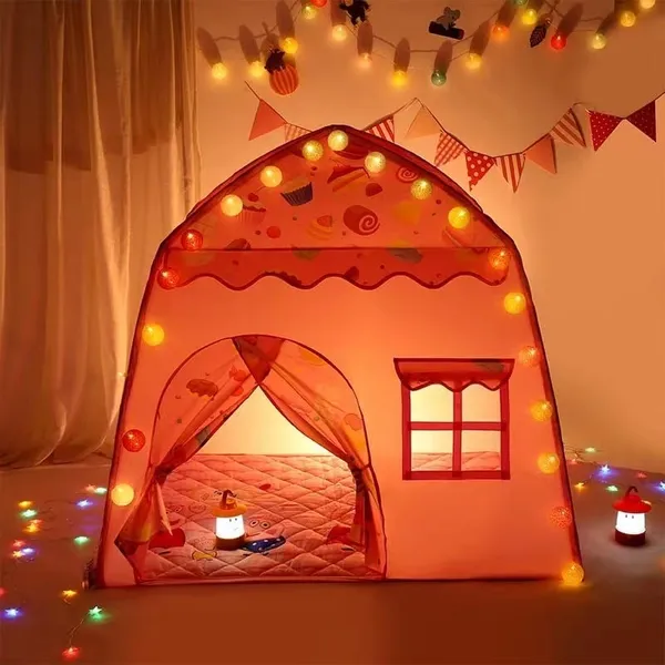 Barraca Infantil Menina Rosa Doce Com Luz 1.3M Cabana Tenda Princesa Grande Menor Preco Promocao