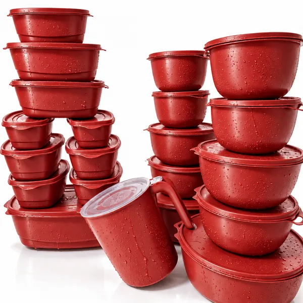 Conjunto de 21 Potes Plásticos com Tampa para Marmitas e Mantimentos
