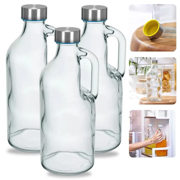 Garrafa de Vidro Grosso 1000ml para Leite, Água e Suco
