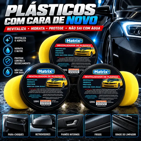 Revitalizador Cera de Plásticos Matrix Renova Parachoque Envio Rápido