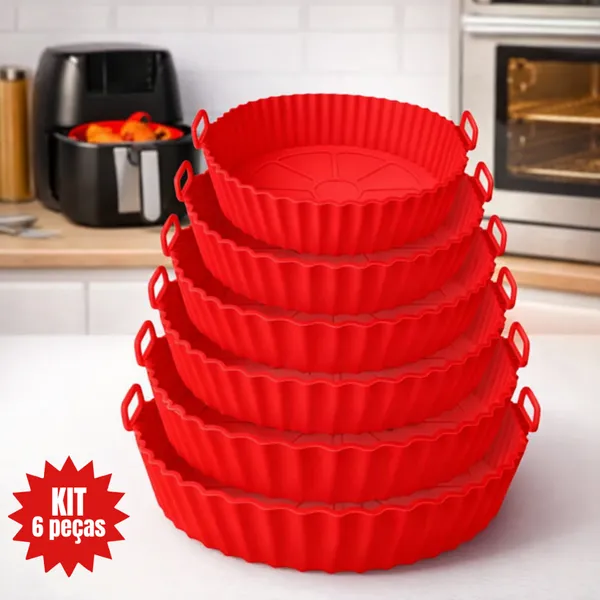 Kit 6 Formas De Silicone Para Air Fryer Antiaderente