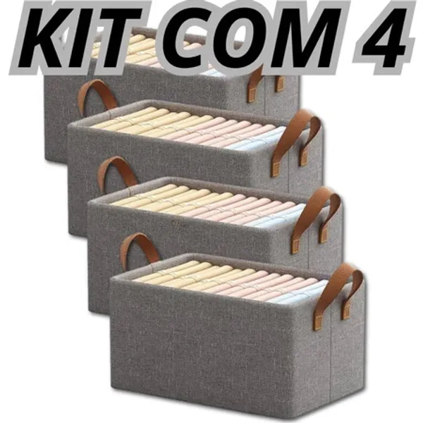 Kit 2/3/4/6 Cesto Caixa Organizador de Guarda Roupas Reforçado para Armazenar Multiuso Rígido