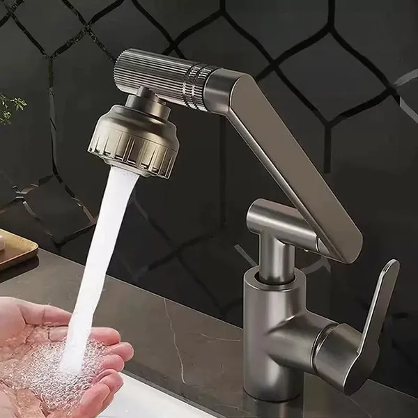Torneira Giratória 1080° com Braço Robótico e Aerador – 2 Modos para Banheiro e Cozinha