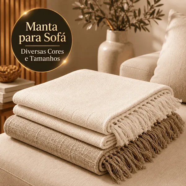 Manta para Sofá 3,00x1,80 / 2,40x1,80 King Luxo Gigante  100% Algodão Protetor Decoração