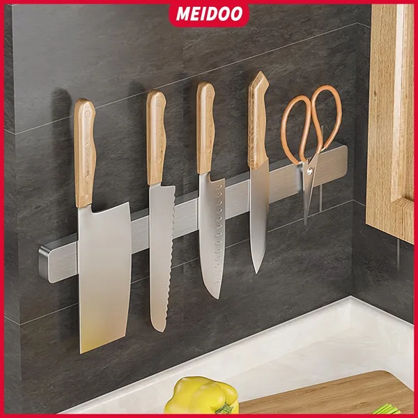 MEIDOO Suporte magnético para facas de aço inoxidável, suporte para espátula, sem perfuração